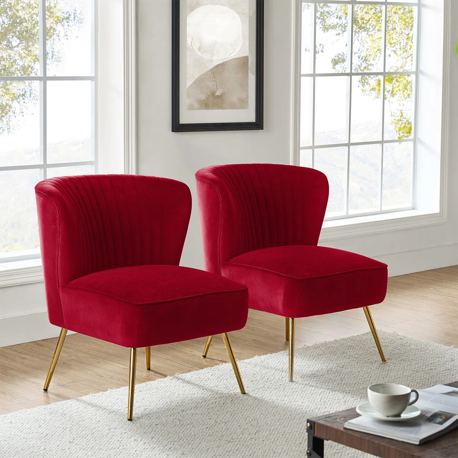 Euclid 26" Wide Tufted Velvet Accent Side Chair (Set of 2) | Wayfair North America