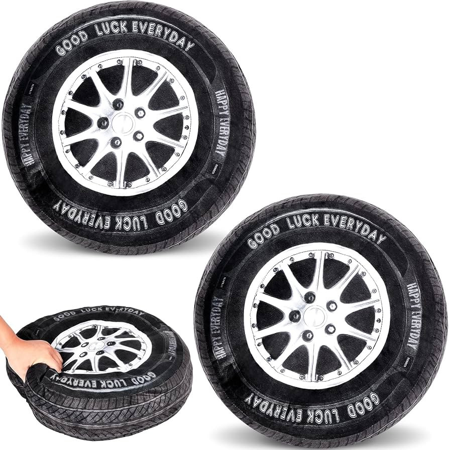 Meooeck 2 Pcs Race Car Room Decor 3D Simulation Wheel Plush Pillow, 15.7 Inch Car Tire Big Soft P... | Amazon (US)