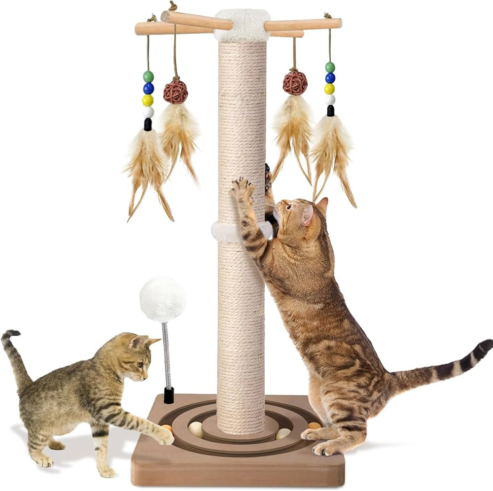 Cat Scratching Post, Sisal, Interactive Furniture Toys for Indoor Cats Adults, 2 Mounting Methods... | Amazon (US)