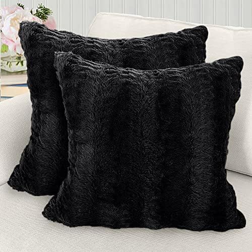 The Connecticut Home Company Throw Pillow Covers, 20x20 Set of 2, Soft Faux Fur Decorative Pillow... | Amazon (US)