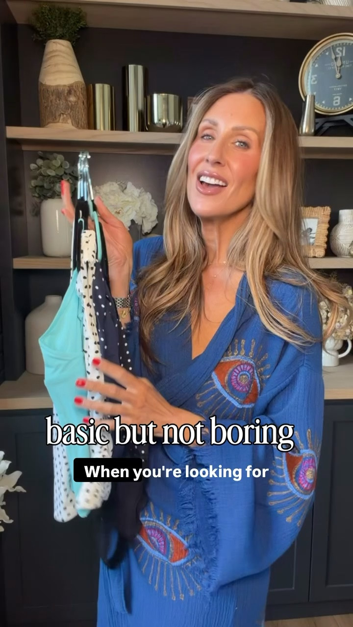 Basic but not boring is the goal 💙 these are the kind of pieces that feel easy to throw on but still make your outfit look styled and intentional. Mixing in a little color, texture, or print is the easiest way to elevate your everyday looks without overthinking it

Size M in everything!

elevated basics, everyday outfit ideas, casual chic style, mix and match outfits, wardrobe staples, effortless style, themominstyle 

#LTKootd #LTKOver40 #LTKSeasonal