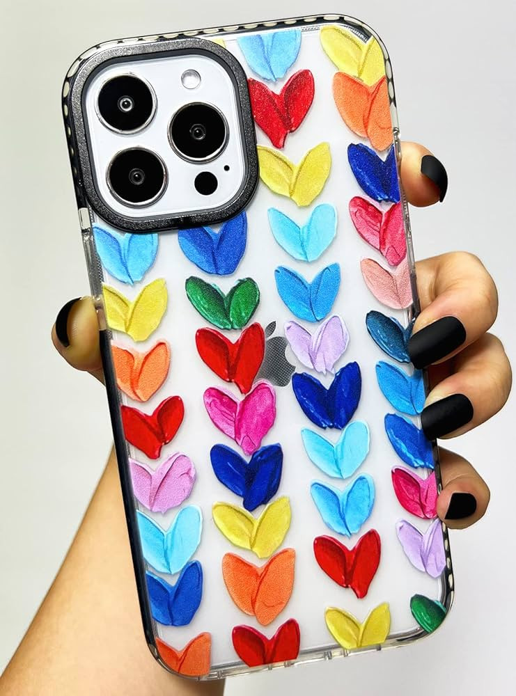 Colorful Rainbow Love Hearts Clear Phone Case for iPhone 13 Pro 6.1 inch, Fashion Cute Aesthetic ... | Amazon (US)