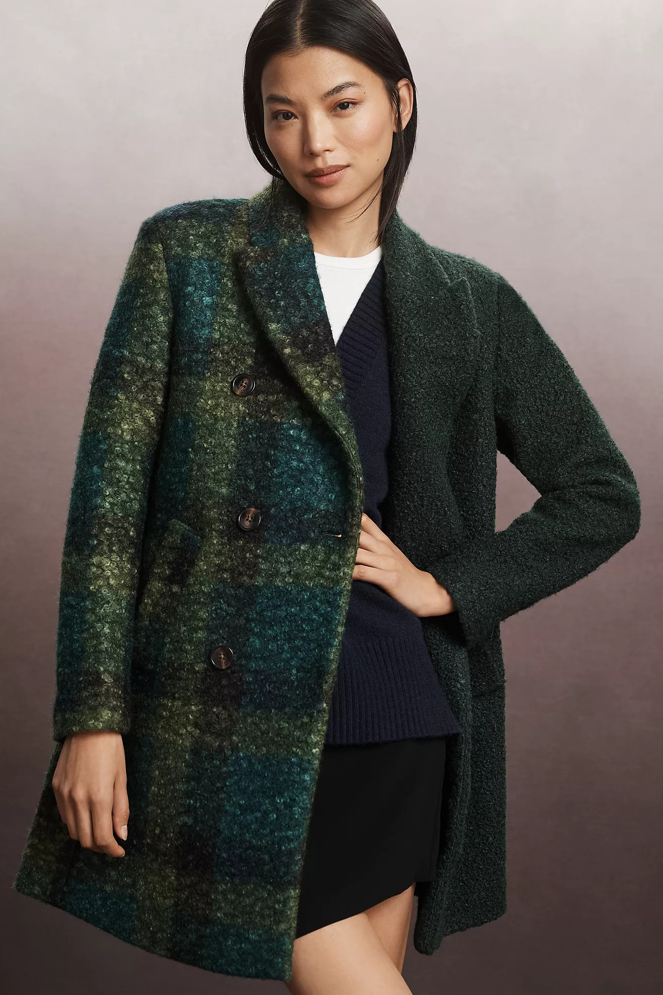 NVLT Flat Bouclé Mixed Media Coat | Anthropologie (US)