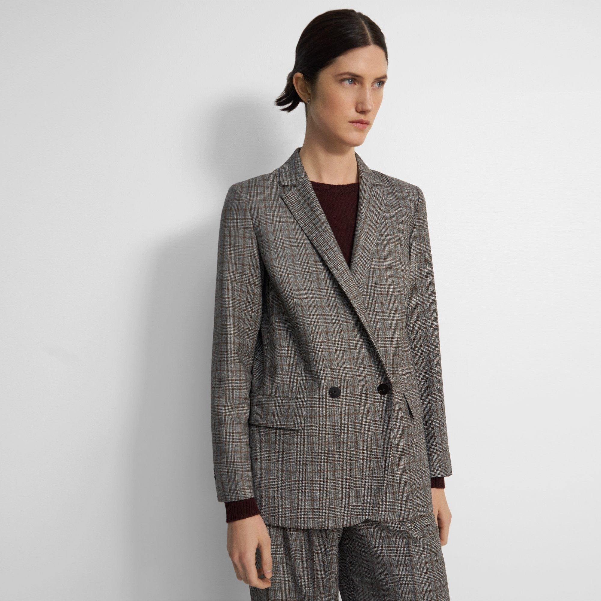 Double-Breasted Boy Blazer in Wool Flannel | Theory