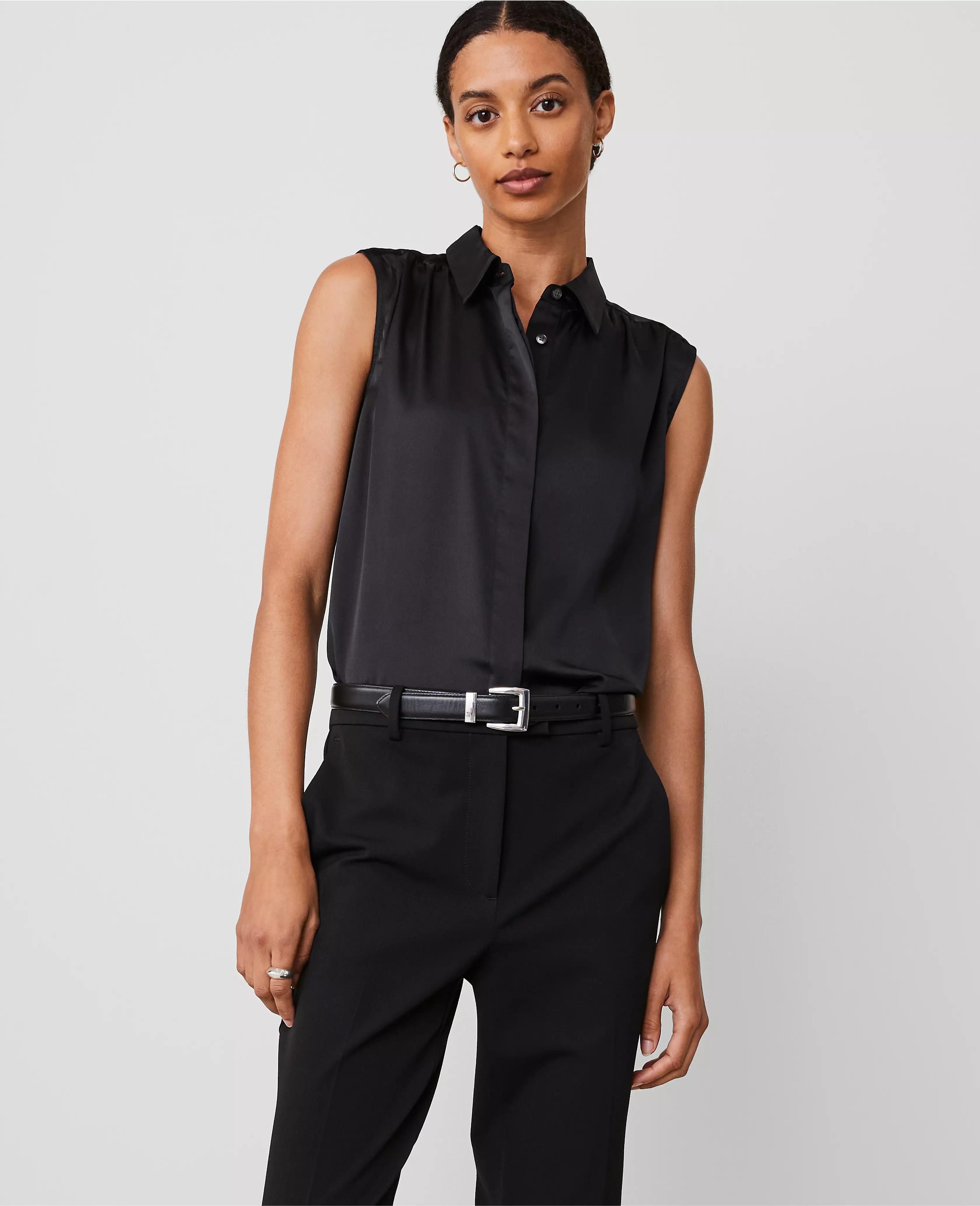 Shirred Sleeveless Shirt | Ann Taylor (US)