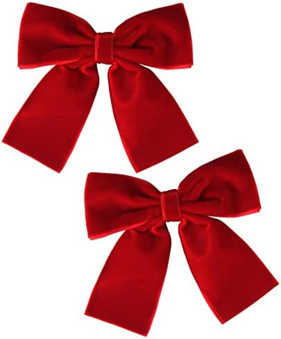2PCS Velvet Hair Bows Red Hair Ribbon Clips 4" Big Fall Alligator Clips Hair Accessories for Women G | Amazon (US)