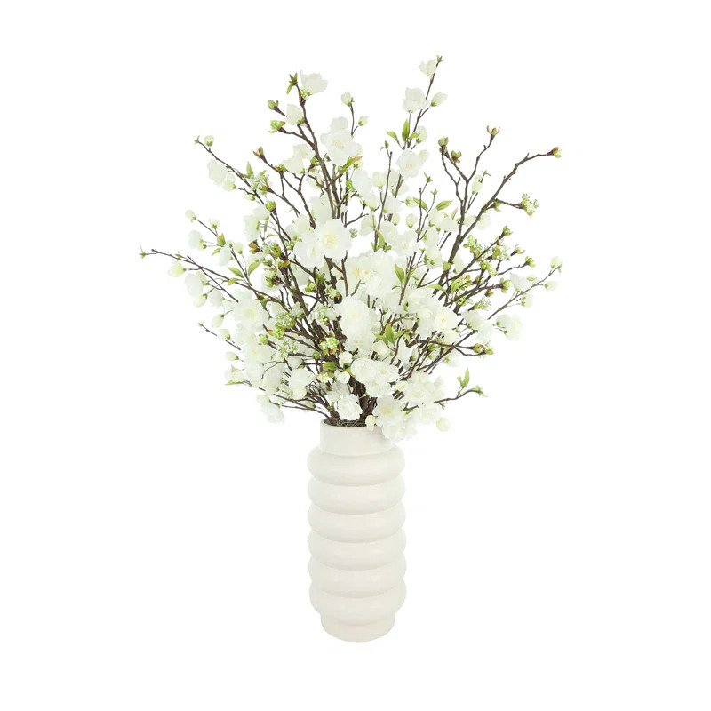 Polysilk Cherry Blossom Arrangement in Vase | Wayfair North America