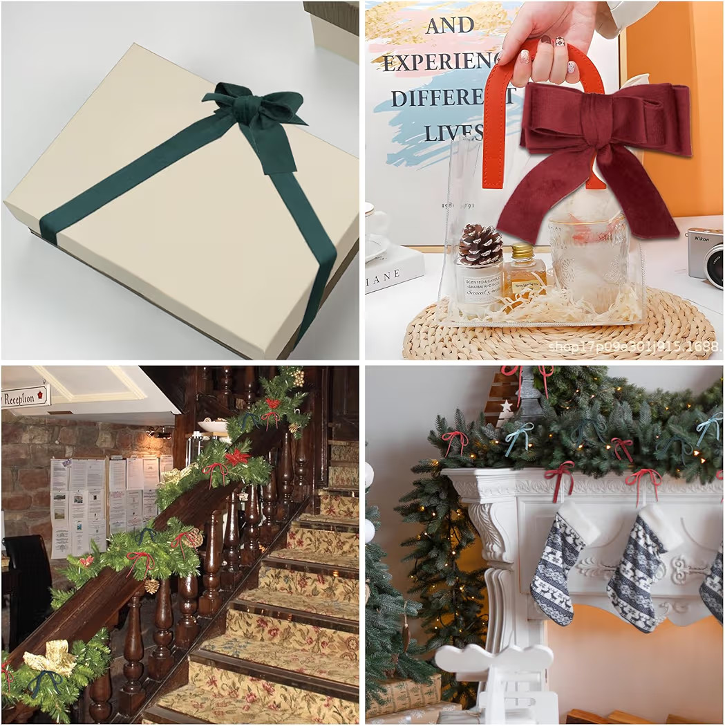 Burgundy Velvet Ribbon Double Faced 1.5 inch Continuous 20 Yards Use for Christmas Tree Ornaments... | Amazon (US)