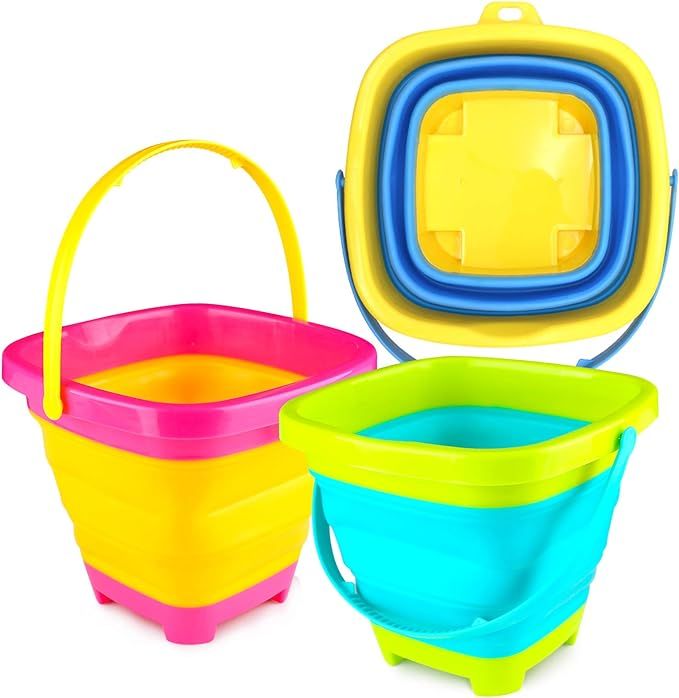 3 otters 3PCS Foldable Bucket, 2L Foldable Pail Bucket Sand Buckets Silicone Collapsible Bucket, ... | Amazon (US)