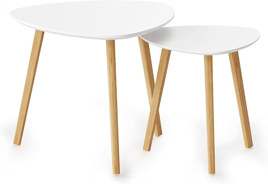 BAMEOS Bamboo Nesting Triangle End Table,Set of 2 Side Table Modern Minimalist Coffee Table for L... | Amazon (US)