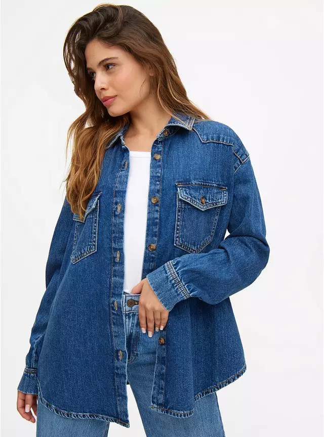 Buy Mid Blue Washed Relaxed Fit Denim Shirt 20 | Shirts | Tu | Tu Clothing