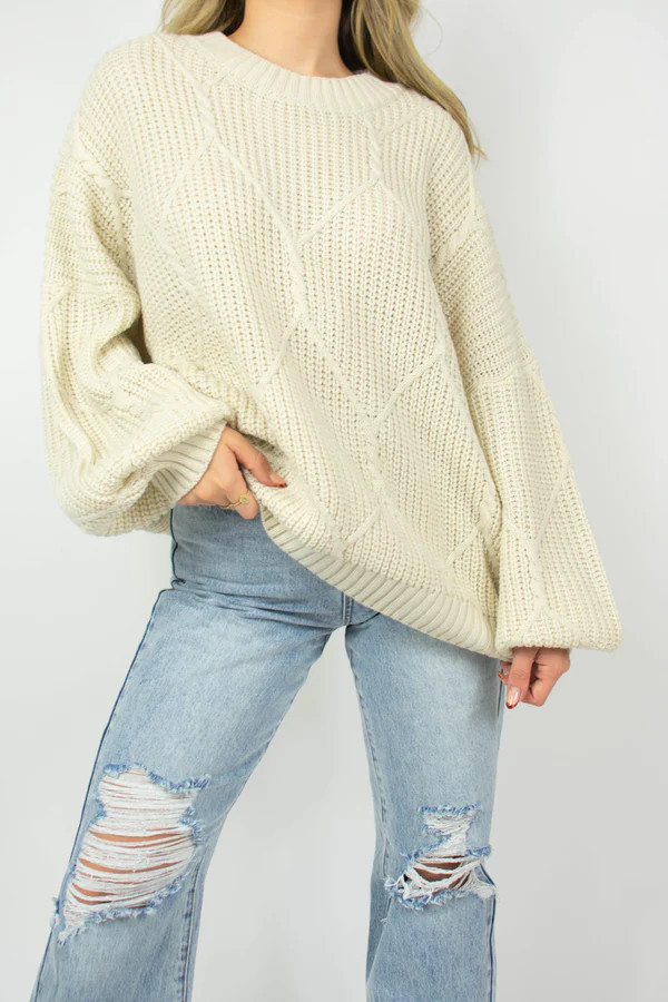 Logan Oversized Sweater in Cream | Grey Bandit
