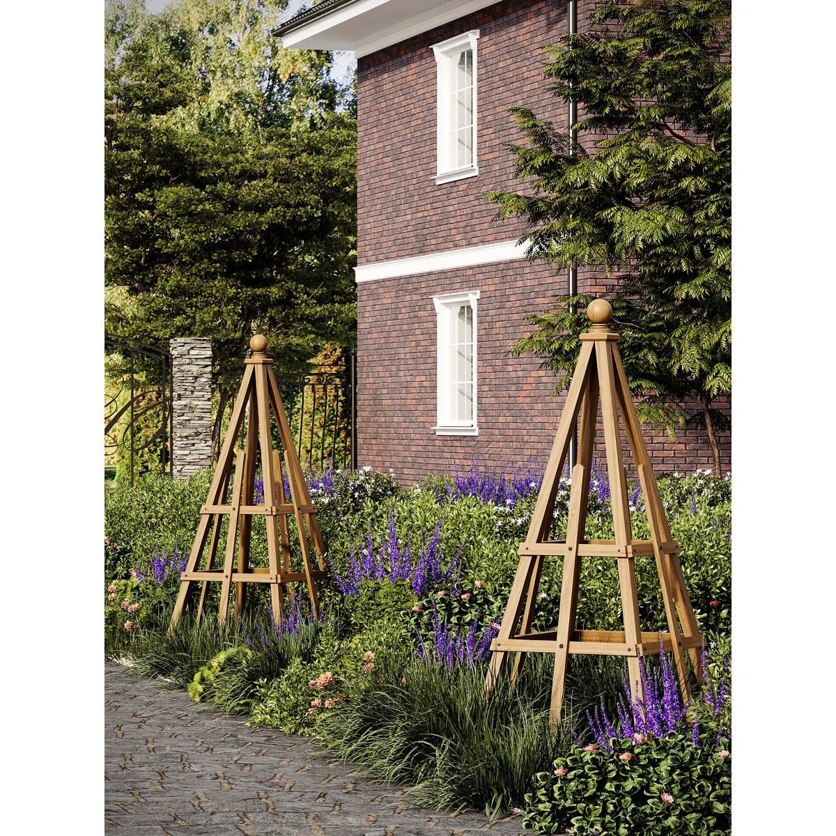 38" L X 60" H Cedar Garden Obelisk Trellis | Wayfair North America