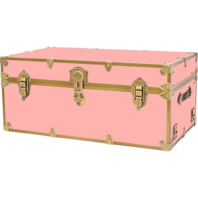 Embossed Vinyl Trunk Large, Pink With Antique Brass Trim | Maisonette