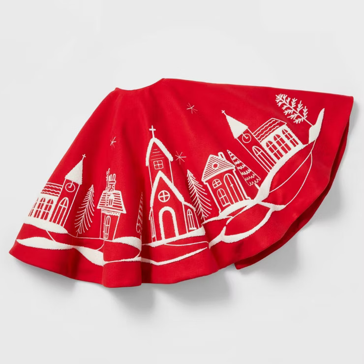 48" Village Scene Christmas Tree Skirt Red - Wondershop™ | Target
