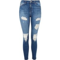 Womens MOTO Mid Blue Super Rip Jamie Jeans - Blue, Blue | Topshop UK