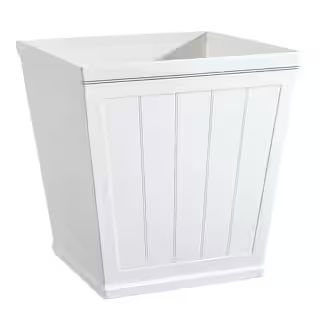 Hanover 20 in. White Resin Beadboard Square Planter, White beadboard | The Home Depot