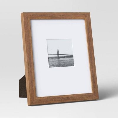10.95" x 8.94" Matted to 4" x 4" Mid tone Wood Single Image Frame Brown - Threshold™ | Target