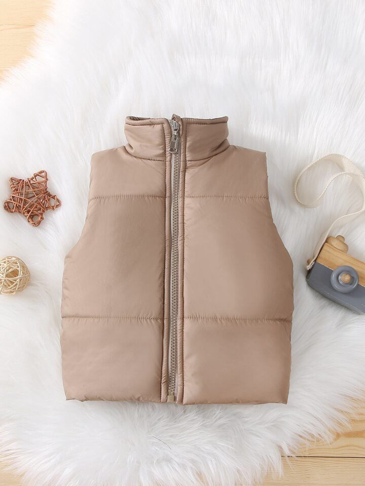 Baby Boy Solid Zip Up Puffer Vest Coat | SHEIN