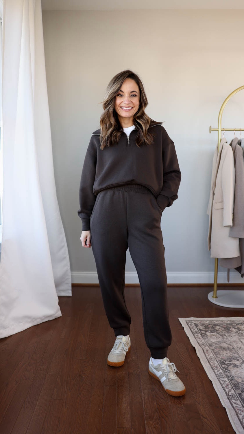 Under $25 petite joggers! 

I tried the viral bounce fleece set from old navy and love it!  Both pieces have a relaxed fit and the fabric is soft and silky. Unfortunately the sales have hit these pieces hard and the colors in wearing are currently sold out. Other colors are available! 

Pants: petite xs 
Top: petite xs 
Layering top (Quince): xs
Socks (Amazon)
Sneakers (Gola): tts 
Coat (BR Factory): petite xxs 

(Matching sets, loungewear, travel outfits, petite fashion)

#LTKCyberWeek #LTKPetite #LTKActive