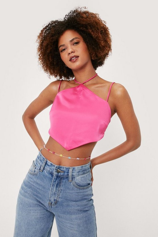 Halter Satin Handkerchief Crop Top | Nasty Gal (US)