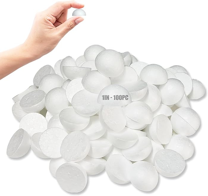 Styrofoam Half Balls 1 Inch,100PC Large White Half Foam Balls for Crafts, DIY Craft Giant Foam Ba... | Amazon (US)