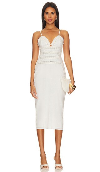 Kariselle Midi Dress in White | Revolve Clothing (Global)