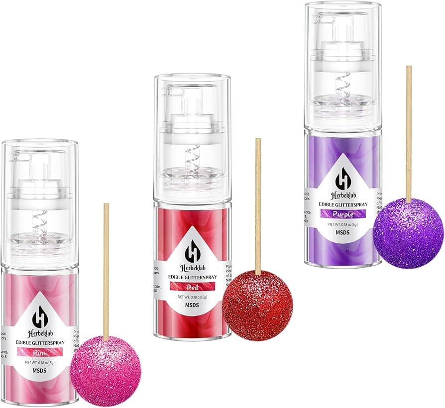 Edible Glitter Spray Red Edible Glitter for Cakes 3 Colors Pink Purple Food Glitter Edible Spray ... | Amazon (US)