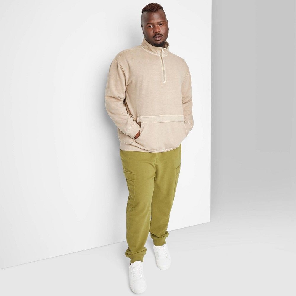 Men's Big & Tall ¼ Zip Sweatshirt - Original Use Taupe 5XLT, Brown | Target
