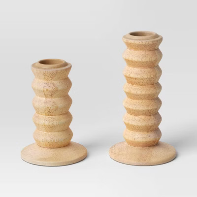 2pk Wood Taper Candle Holder Natural Wood - Room Essentials™ | Target
