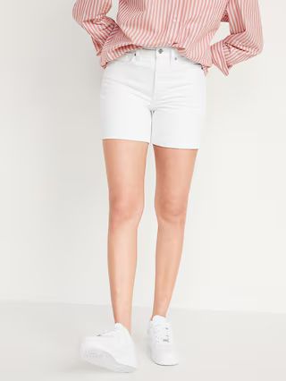 High-Waisted O.G. Straight White Cuffed Jean Shorts for Women -- 3-inch inseam | Old Navy (US)