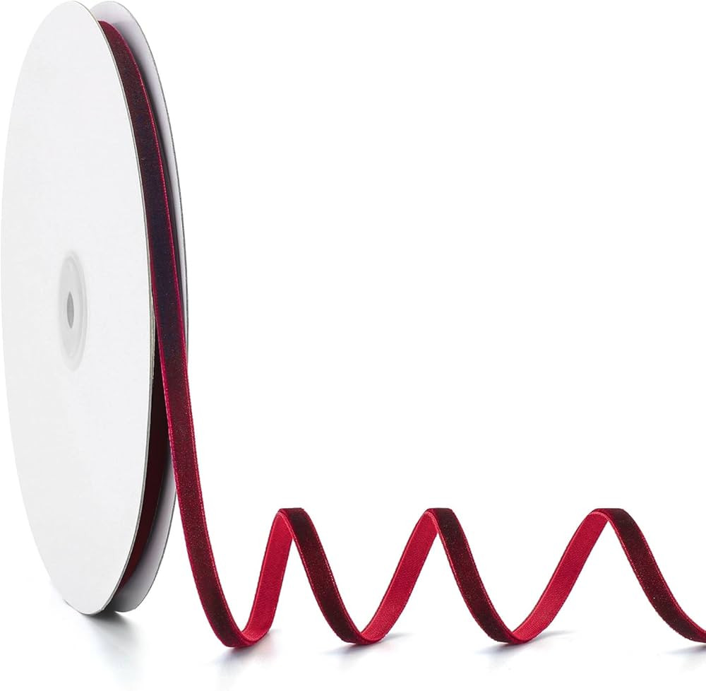 Velvet Ribbon Burgundy,1/4 Inch x 20Yd,Perfect for Christmas Gift Wrapping,Floral Bouquets,Home D... | Amazon (US)