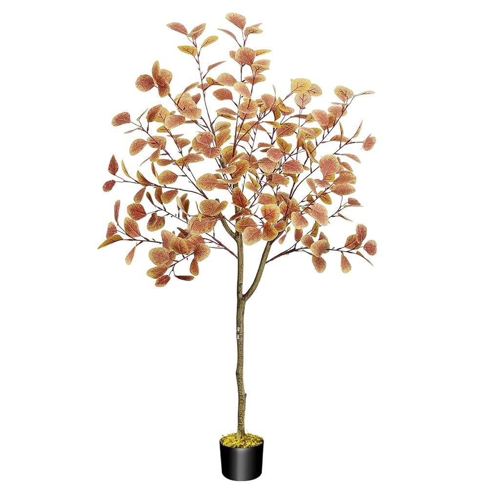 HUAESIN 5FT Artificial Fall Tree for Decoration Autumn Eucalyptus Floor Tree Thanksgiving Big Fak... | Amazon (US)
