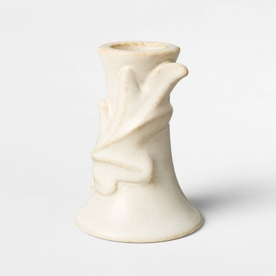 3"x2.125" Botanical Ceramic Taper Candle Holder Cream - Threshold™ designed with Studio McGee | Target