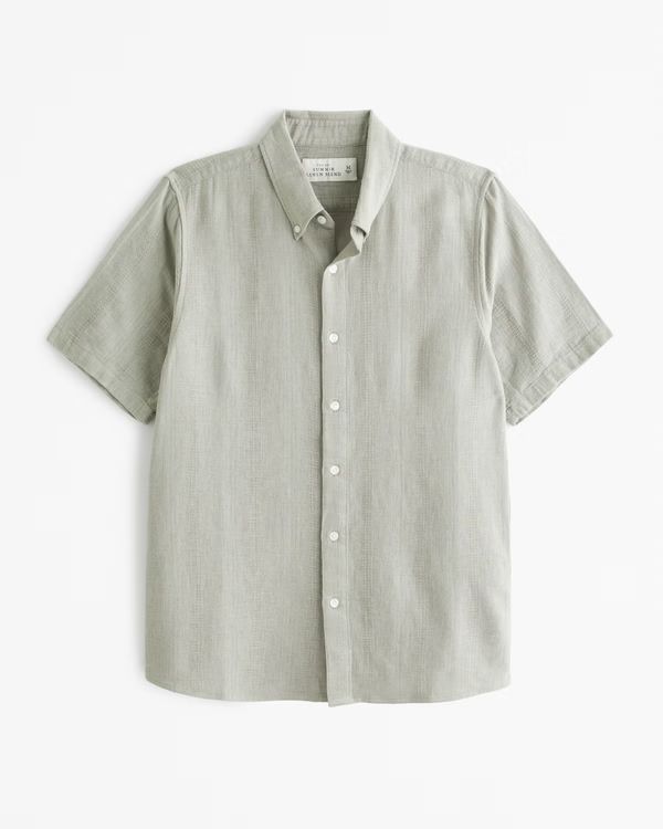 Men's Short-Sleeve Summer Linen-Blend Button-Up Shirt | Men's Tops | Abercrombie.com | Abercrombie & Fitch (US)
