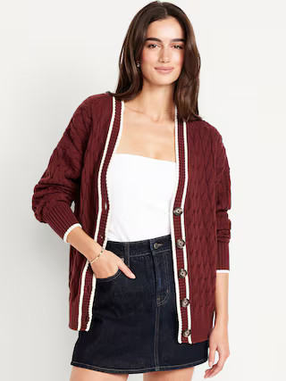 Slouchy Cable-Knit Cardigan Sweater | Old Navy (US)