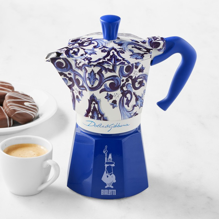 Bialetti Moka Dolce &amp; Gabbana Stovetop Espresso Maker, Blu Mediterraneo | Williams-Sonoma