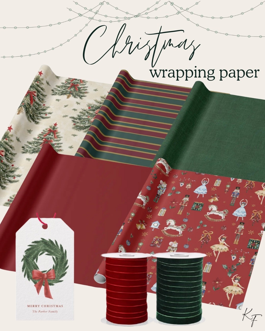 Christmas gift wrapping. Holiday wrapping. Wrapping gifts. Wrapping paper. Christmas wrapping paper. Traditional wrapping paper. Green wrapping paper. Red wrapping paper. Nutcracker wrapping paper.

#LTKGiftGuide #LTKSeasonal #LTKHoliday