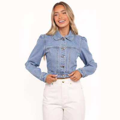 Faven Cropped Denim Jacket - Mid Blue | Target