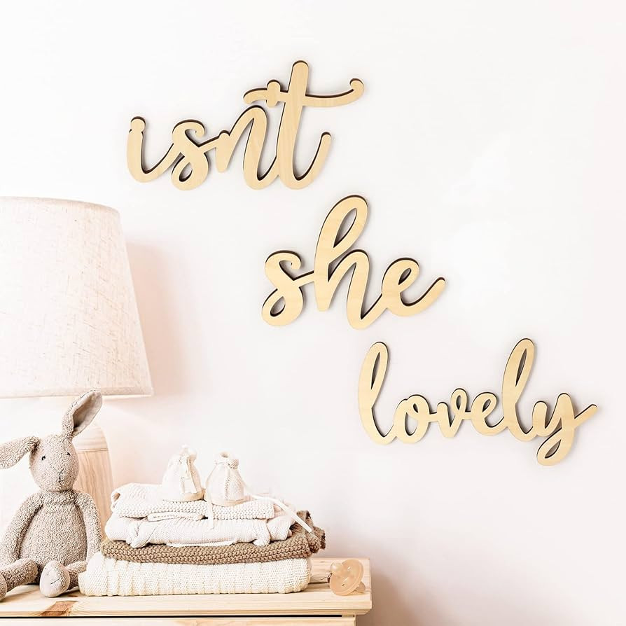 Huray Rayho Isn’t She Lovely Wood Sign Boho Girls Bedroom Kids Room Wooden Wall Art Shelf Decor... | Amazon (US)