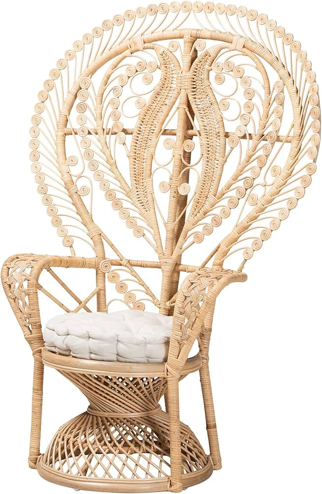 Bali & pari Fedra Modern Bohemian Natural Rattan Peacock Chair | Amazon (US)