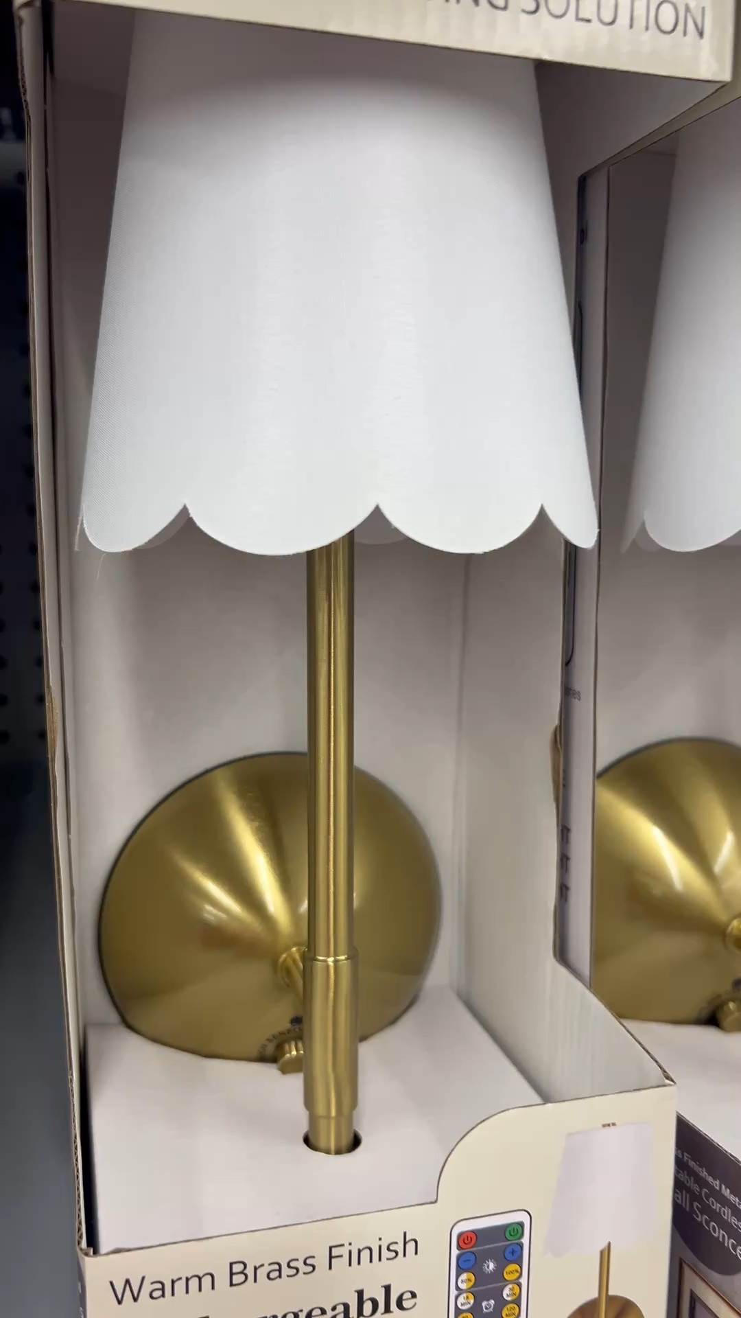 Cordless brass rechargeable wall sconce with scalloped fabric shade and remote from Walmart! $30. #walmart #walllighting #lighting #sconce #homedecor

#LTKHome #LTKSeasonal #LTKSaleAlert