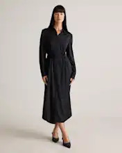 Washable Stretch Silk Maxi Shirt Dress in Black | Quince