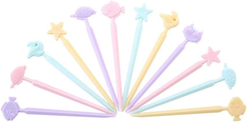 MXY Colorful Food Fruit Picks Heart Box for Bento Box Cake Snack Forks Resuable Cute Design Hippo... | Amazon (US)