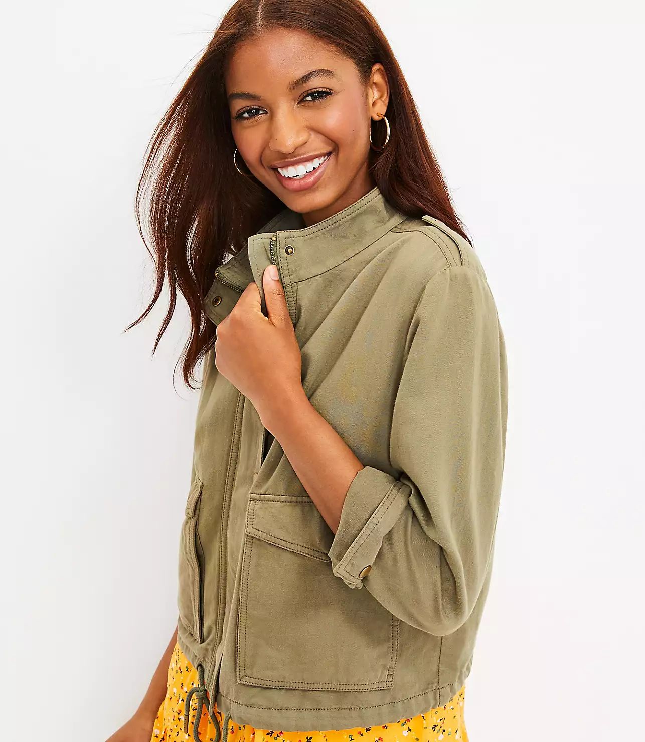 Cinched Twill Jacket | LOFT