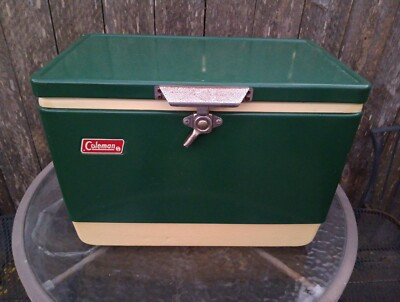 COLEMAN-vintage Hunter Green Steel 1970s Ice Chest Cooler Made USA 🇺🇸 Nice1 | eBay US
