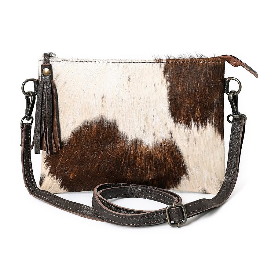 cowhide and hair on Pouch bag Genuine cowhide hair on small crossbody Bag with adjustable detacha... | Amazon (US)