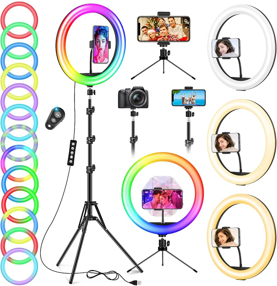 12.6'' Selfie Ring Light with Tripod Stand & Phone Holder Tall 188cm/74'', GerTong LED Circle Rin... | Amazon (UK)