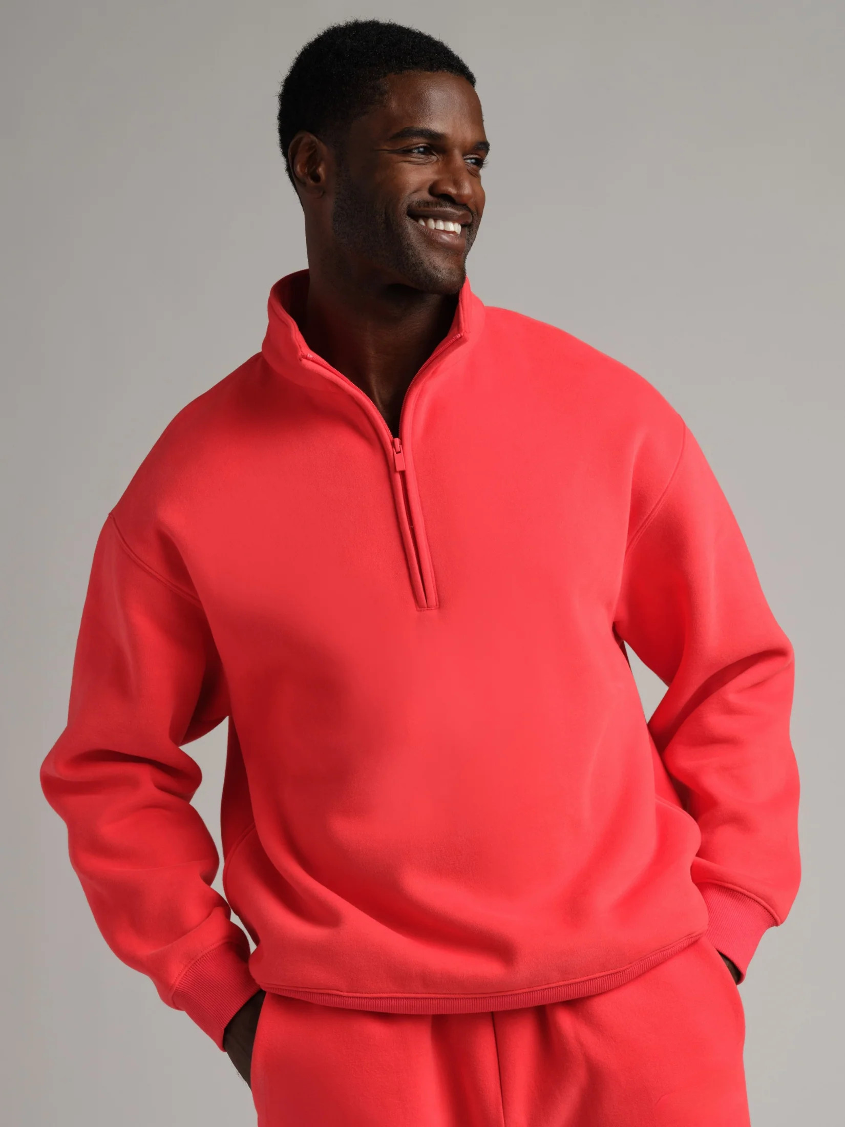 Comfrt Basic Quarter Zip Mock Neck | Hibiscus Red | S | Small | Comfrt