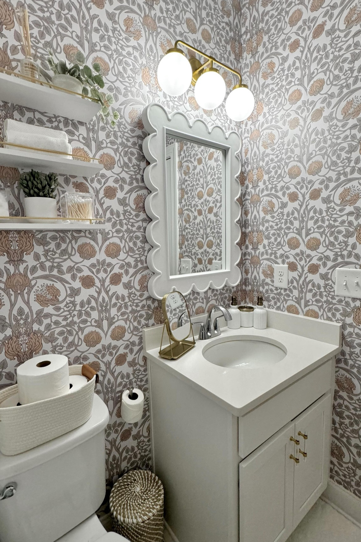 💕✨ Guest Bathroom Reveal ✨💕
‌
I am so so in love! I have dreamt of this moment since my design center appointment. I knew I wanted a feminine bathroom in my house and I am so happy to have the space to make my dream a reality!

So I have a big question for you guys.... What do y'all think of this space? Let me know in the comments below!!
‌
#BathroomRemodel #GuestBathroomInspo #BathroomIdeas #Wallpaper #peelandstickwallpaper #diyer #KidsBathroom #BathroomDesign #BathroomDesigns #FloralWallpaper